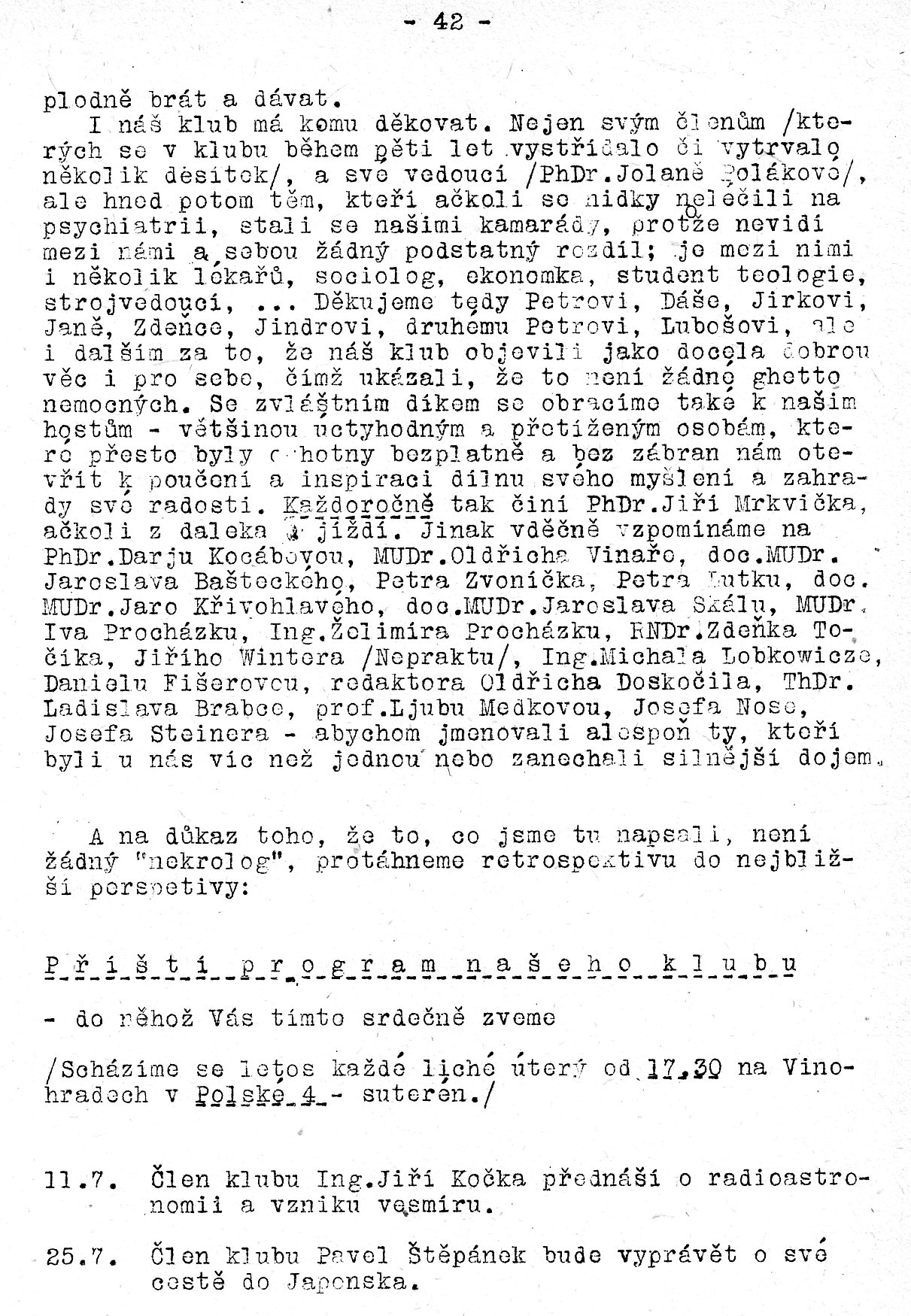 Kluby - strana 42 (časopis Mosty 1989/1)