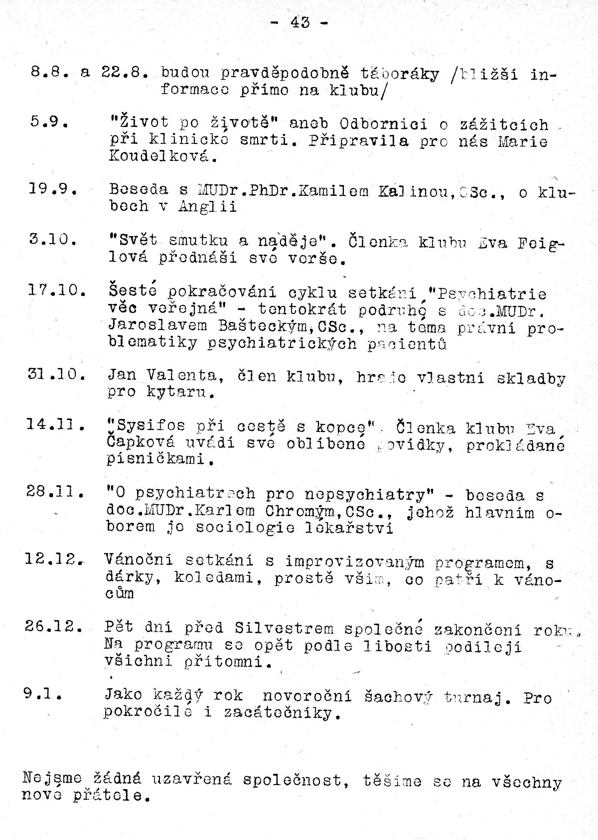 Kluby - strana 43 (časopis Mosty 1989/1)