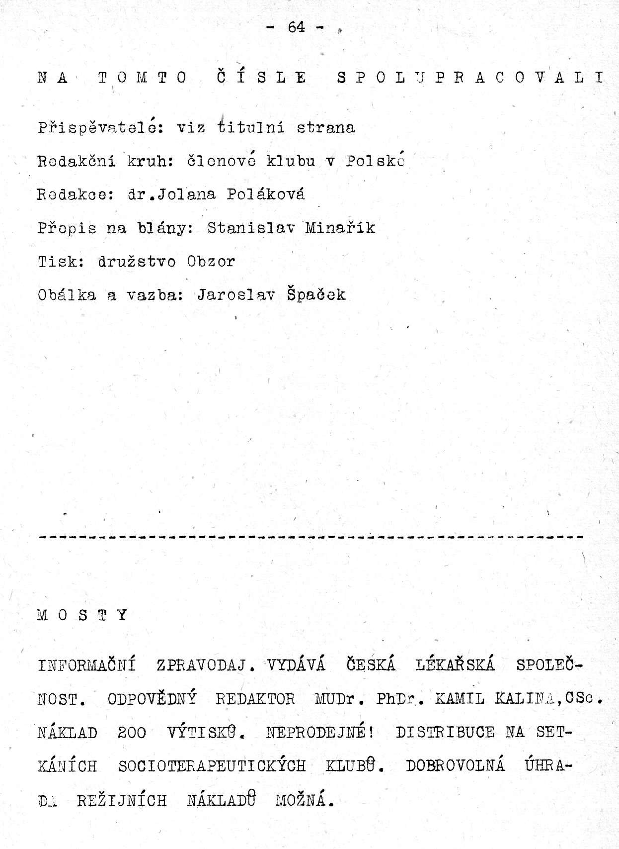 Jak je to s vychzenm Most - strana 64 (asopis Mosty 1989/1)