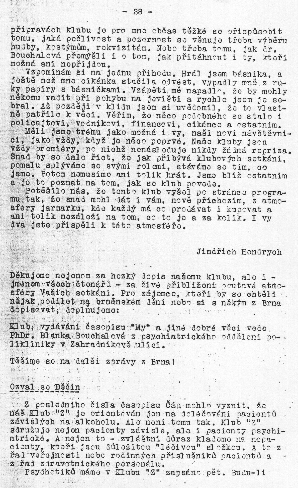 Kluby - strana 28 (asopis Mosty 1989/2)